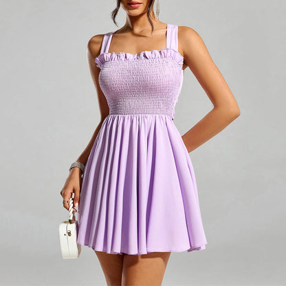 Cami Dress Sexy Wooden Ear Smocking Backless Bow A line Dress by Ragazza