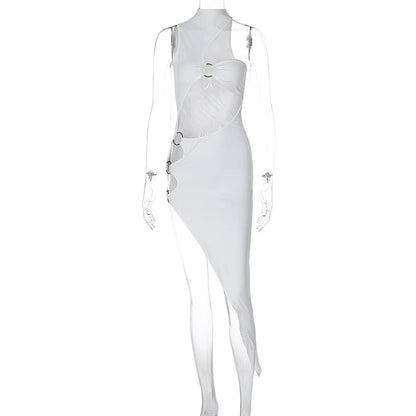 Women Clothing Summer Autumn Sexy Sleeveless Hollow Out Cutout Split Irregular Asymmetric Dress Sexy by Ragazza