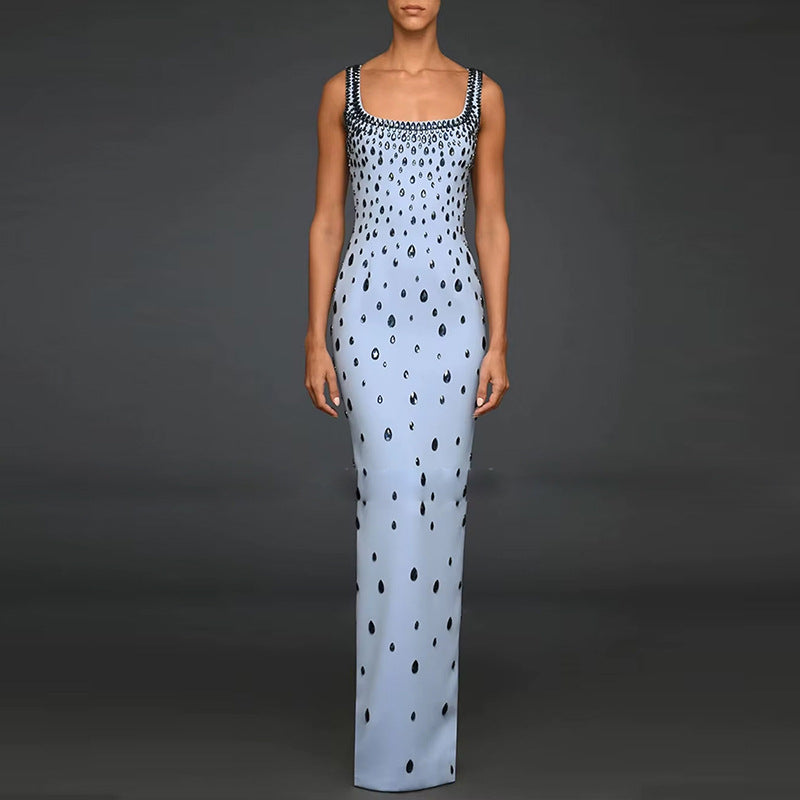 Star Heavy Industry Beads Diamond Elastic Vest Maxi Dress Maxi Dress by Ragazza