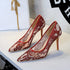 Sexy Lace High Heeled Shoes Shallow Mouth Pointed Toe Skinny Night Club Mesh Stiletto High Heel Shoes  DestGlow