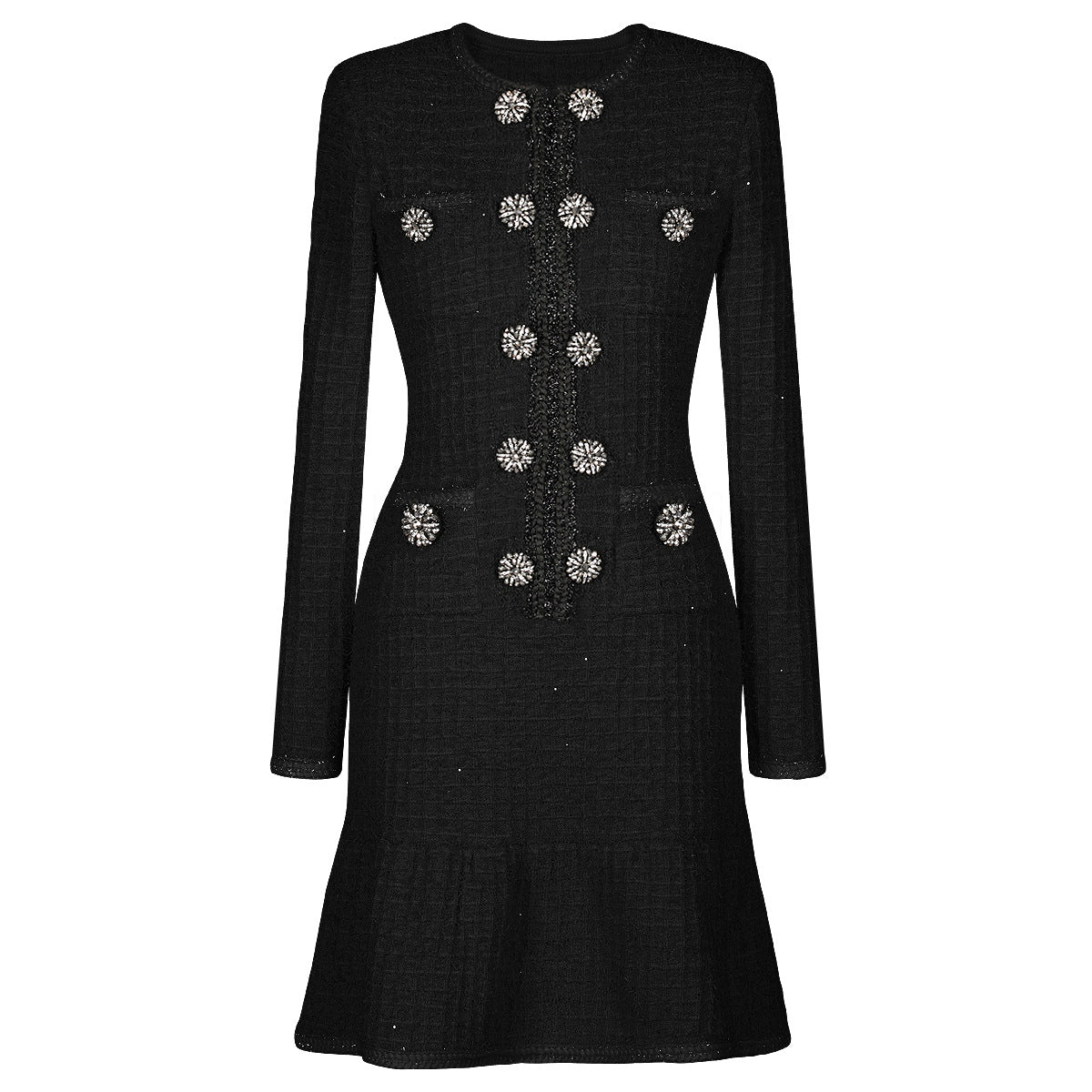 Spring Autumn Fashionable Knitted round Neck Woolen Slim Fit Slimming Long Sleeves Dress Women by Ragazza