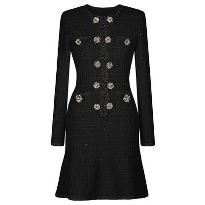 Spring Autumn Fashionable Knitted round Neck Woolen Slim Fit Slimming Long Sleeves Dress Women by Ragazza