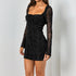 Peach Collar Waist See through Dress Autumn Sexy Long Sleeve Hip Dress by Ragazza