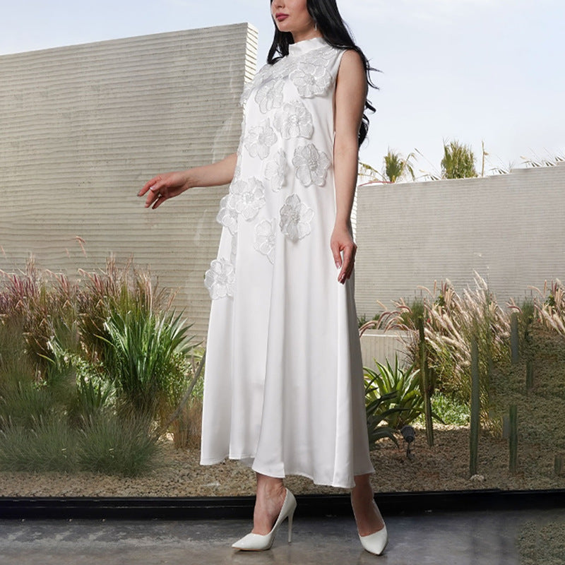 Dress Autumn Winter Heavy Industry Stitching Floral Sleeveless Slim Slimming Textured Dress Women by Ragazza
