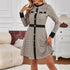 Women Clothing Classic Slim Fit Autumn Winter Knitting Houndstooth Breasted Long Sleeve Dress First Love by Ragazza