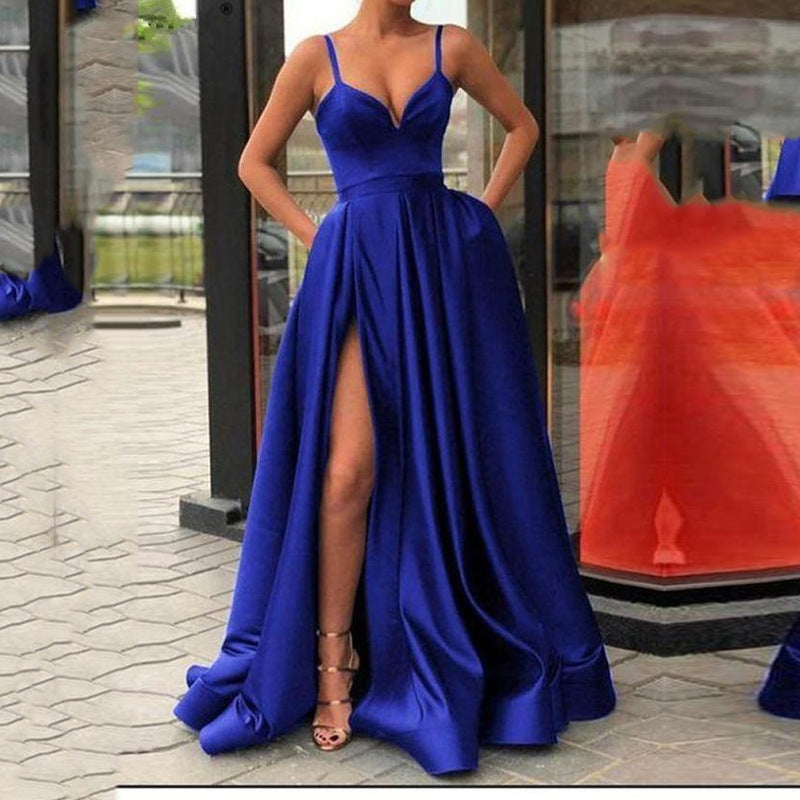 Satin Wedding Dress Spring Bridal Wedding Tube Top Slimming Simple Floor-Length Banquet Dress by Ragazza