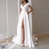 Picture Chest Wrapped Ruffled White Medium Waist Solid Color Office Maxi Dress  DestGlow