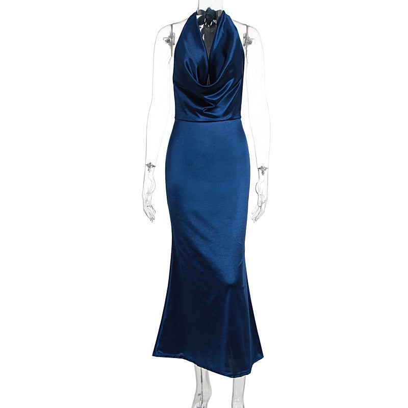 Women Clothing Maxi Dress Sexy Halter Swing Collar Backless High Grade Dress Women by Ragazza