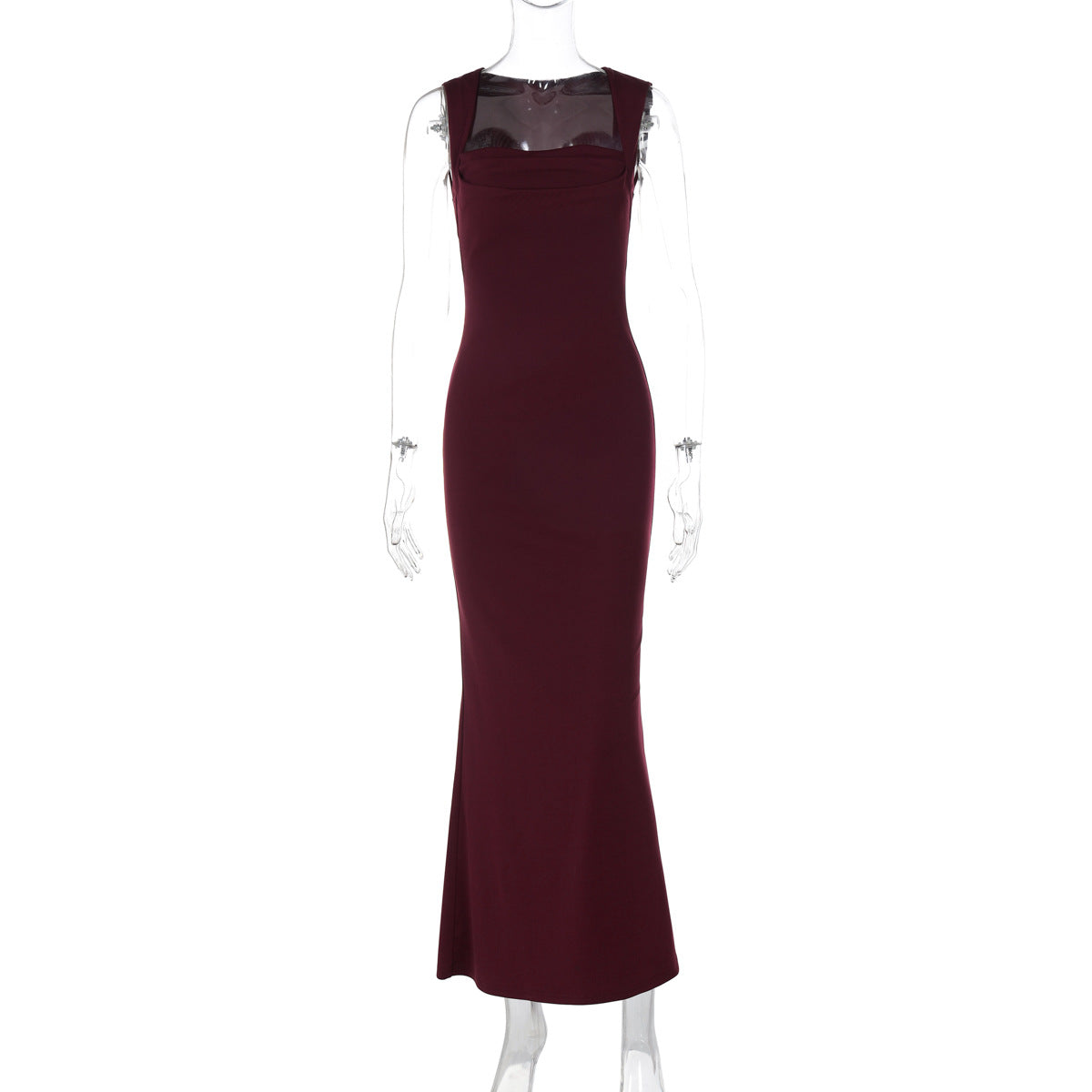 Women Clothing Spring Summer Slim Fit Square Collar Sleeveless Waist Slimming Dress by Ragazza
