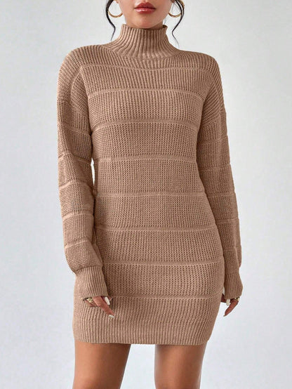 Autumn Winter Half Turtleneck Knitted Dress Women Clothing Fashionable Solid Color All Matching Sexy Hip Dress by Ragazza