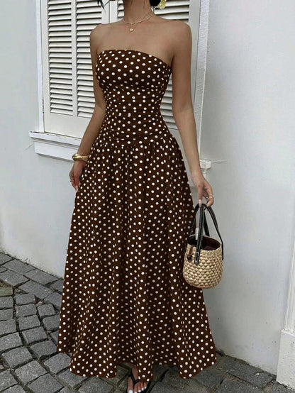 Spring Summer Sexy off the Shoulder Polka Dot A line Elegant Waist Slimming Dress Evening Dress by Ragazza