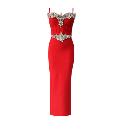 Diamond Strap Bandage Dress Socialite Slim Fit Dress Boning Corset Dress by Ragazza