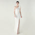 One Shoulder Three Dimensional Floral Satin Folding High Slit Sexy Evening Dress Dinner Wedding Social by Ragazza