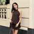 Retro Solid Color Elegant Stitching Pleated Backless Lace up Sexy Halter Dress by Ragazza