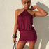 Women Clothing Autumn Lace Halter Sexy Backless Crystal Tassels Slim Fit Sheath Dress by Ragazza