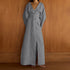 Casual Cross Design Lace up Dress Women V neck Long Sleeve Split High Waist Maxi Dress by Ragazza