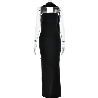 Spring Tube Top Cinched Waist Women Dress Elegant Ribbon Backless Sexy Sheath Dress by Ragazza