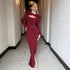 Women Formal Dress Sexy Slim Pleated Hollow Out Cutout Long Sleeve Dress by Ragazza