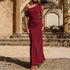 Women Clothing Fashionable Oblique Shoulder Elegant Waist Tight French Dress Women Maxi Dress High Grade Texture by Ragazza