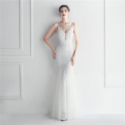 Popular Mesh Beads Sequined Dress Long Evening Dress Star Event Exhibition Stage by Ragazza