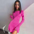 Women Clothing Autumn Winter Simple Solid Color Back Lace up Waist Controlled Dress by Ragazza