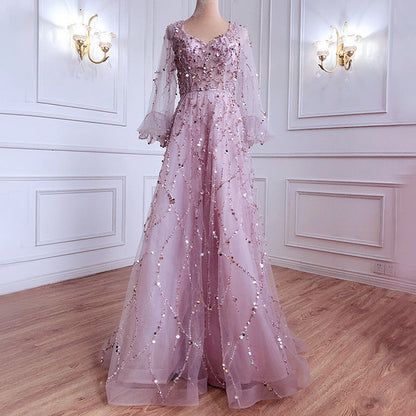 Gold Heavy Industry Beads Luxury Evening Dress Sexy Socialite Aura Queen Maxi Dress by Ragazza
