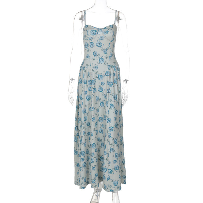 Summer Sweet Corset Slim Fit Graceful Princess Dress Floral Strap Dress Women by Ragazza