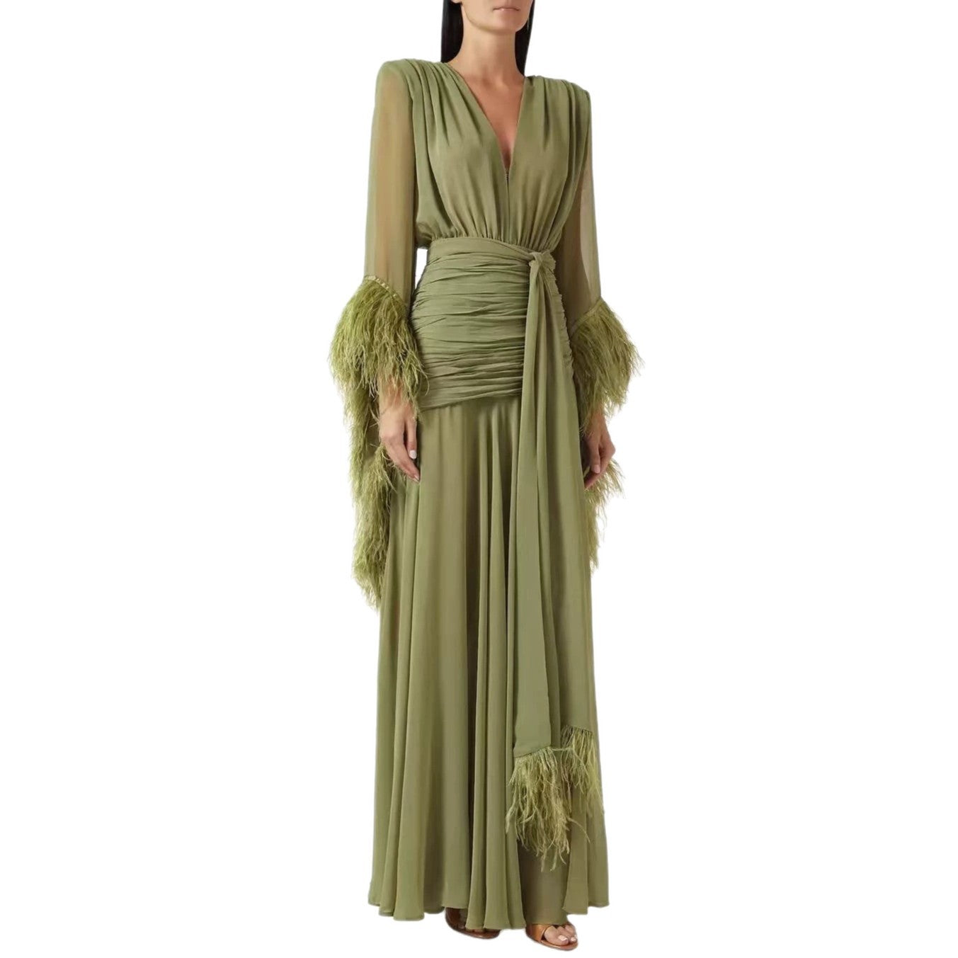 Spring Solid Color Evening Dress Long Sleeve Slim Dress  DestGlow