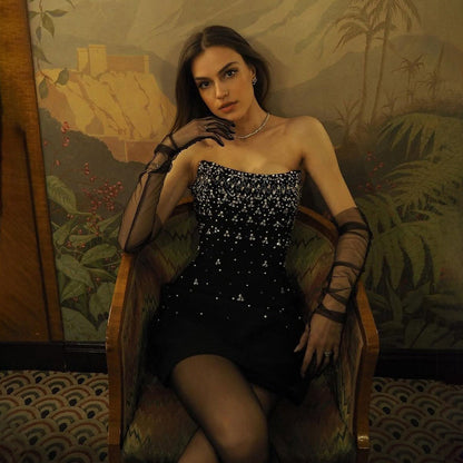 Embellished Tube Top Cinched Waist Bandage Dress Fashionable Dress for Appointment Elegant Slimming Dinner Women Clothing by Ragazza