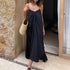Women Clothing Fashionable Sleeveless Cami Dress Simple Graceful Backless Loose Black Dress by Ragazza