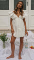 Women Clothing V Neck Ruffle Sleeve Youthful Short Dress by Ragazza