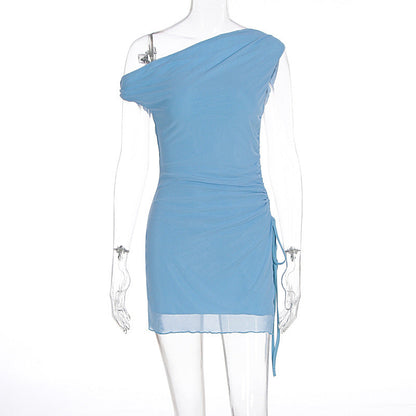 Women Summer Cross Shoulder Split Sheath Dress by Ragazza