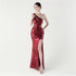 Sexy Slim Hip One Shoulder Diagonal Collar Sequin Gauze Evening Dress The Dinner Party by Ragazza