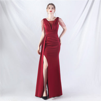 Total Satin Folding Craft Craft Beaded Evening Dress by Ragazza