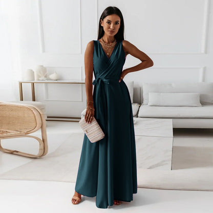 Women Clothing Tied V Neck Evening Party Maxi Dress Women by Ragazza
