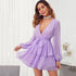 Women Summer Fashion V-neck Double Layer Lower Hem with Lace Polka Dot Dress by Ragazza