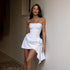 Three Dimensional Rose Irregular Asymmetric Draping Tube Top Dress Women Slimming Tight Waist Short Design by Ragazza