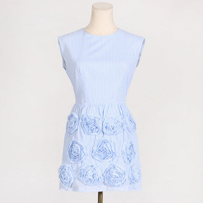 French Elegant Summer High Sense Stitching Floral Backless Design Short Dress Women Summer by Ragazza