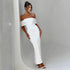 Women Clothing Summer Sexy off Shoulder Backless Bag Hip Pleated Solid Color Dress by Ragazza