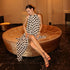 Elegant Women Clothing Sleeveless Halter Polka Dot Printed Mid Length Irregular Asymmetric Dress Cocktail Dress by Ragazza