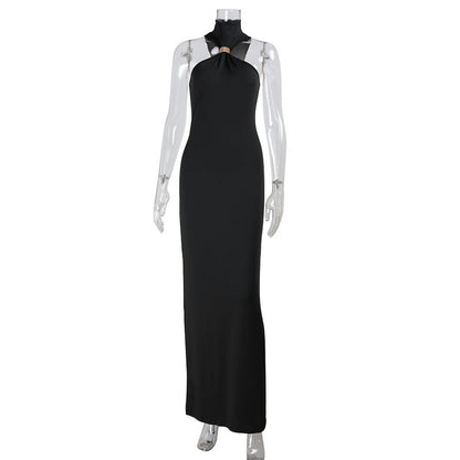 Socialite Sexy Tube Top Halter Backless Solid Color Elegant Slim Fit Dress Mop Dress for Women by Ragazza