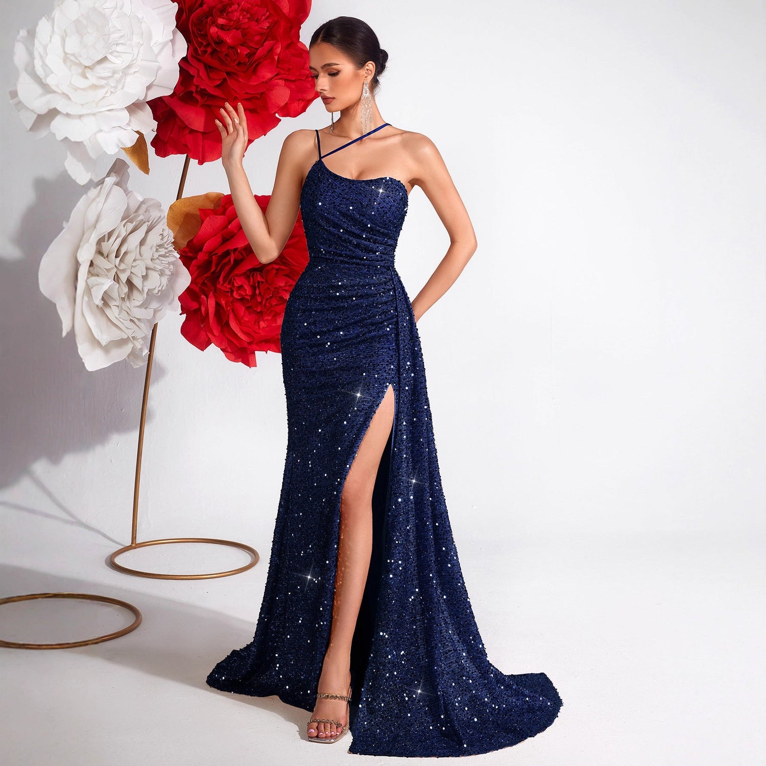 High End Heavy Industry High Grade Elegant Slim Fit Sequined Dress Light Luxury Party Ladies Evening Dress by Ragazza