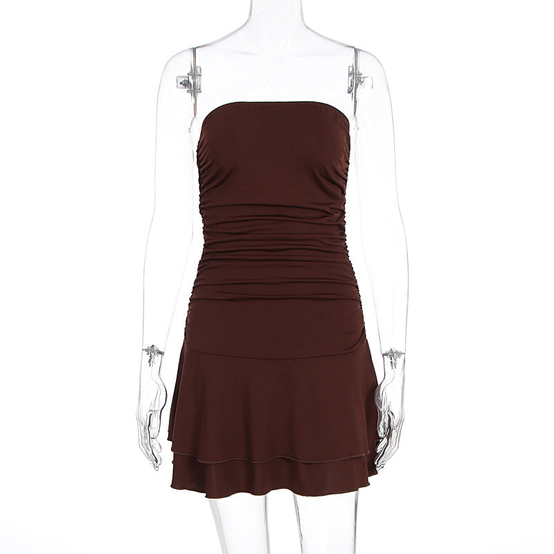 Summer Women Clothing Sexy Slim Fit Ruffled Sheath Tube Top Dress by Ragazza