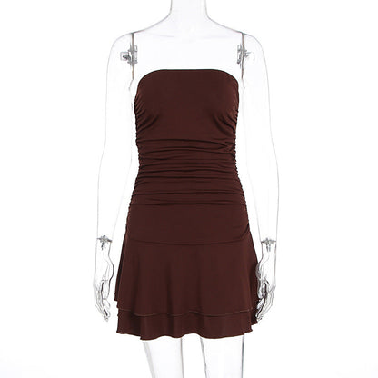 Summer Women Clothing Sexy Slim Fit Ruffled Sheath Tube Top Dress by Ragazza