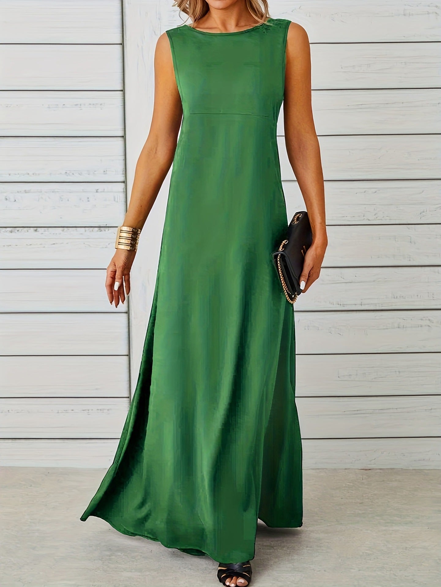 Sexy Sleeveless Dress Solid Color Mid Length Slim Strap Vest Dress by Ragazza