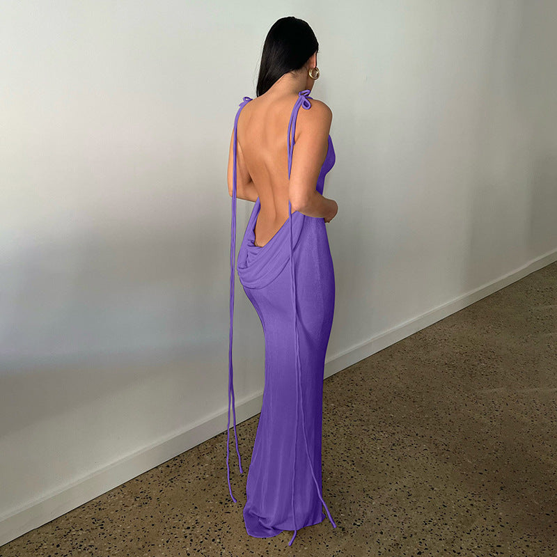 Clothing Summer Sexy Slim Dress Lace up Backless Sheath Dress Long Dress for Women by Ragazza