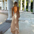 Fall Maxi Dress Socialite Sexy V neck Backless Satin Strap Dress  DestGlow