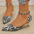Leopard Print Sexy Hollow Out Cutout High Heel Sandals Women Closed Toe Buckle Pointed Toe Sandals  DestGlow