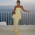 Solid Color Women Clothing Personalized Design Pleated Hip Tube Top off Neck Backless Slim Fit Dress  DestGlow