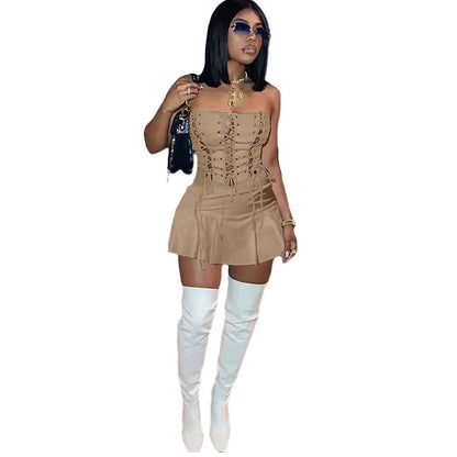 Women Sexy Cutout Eyelet Sleeveless Dress Crisscross by Ragazza
